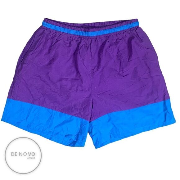 WINNERS VINTAGE MENS Color Block Bathing Suit Size Small/Medium Blue & Purple